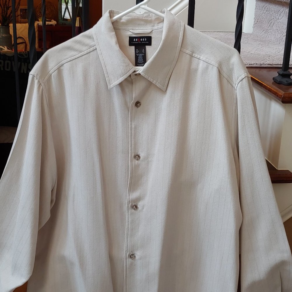 Vintage Axcess Men's Long Sleeve Casual Shirt, Cream, XL